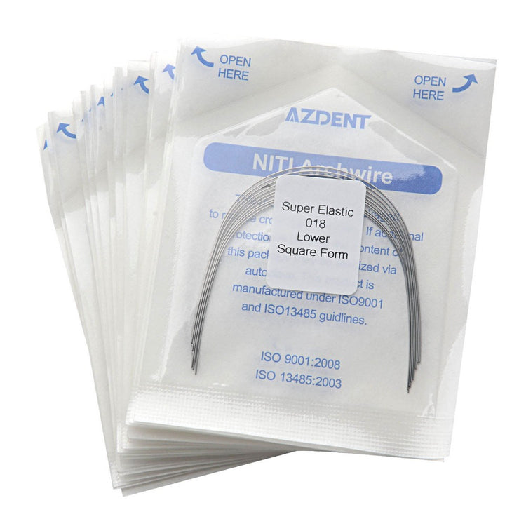 AZDENT Dental Orthodontic Arch Wire NiTi Super Elastic Square Form Round 0.018 Lower 10pcs/Pack - azdentall.com