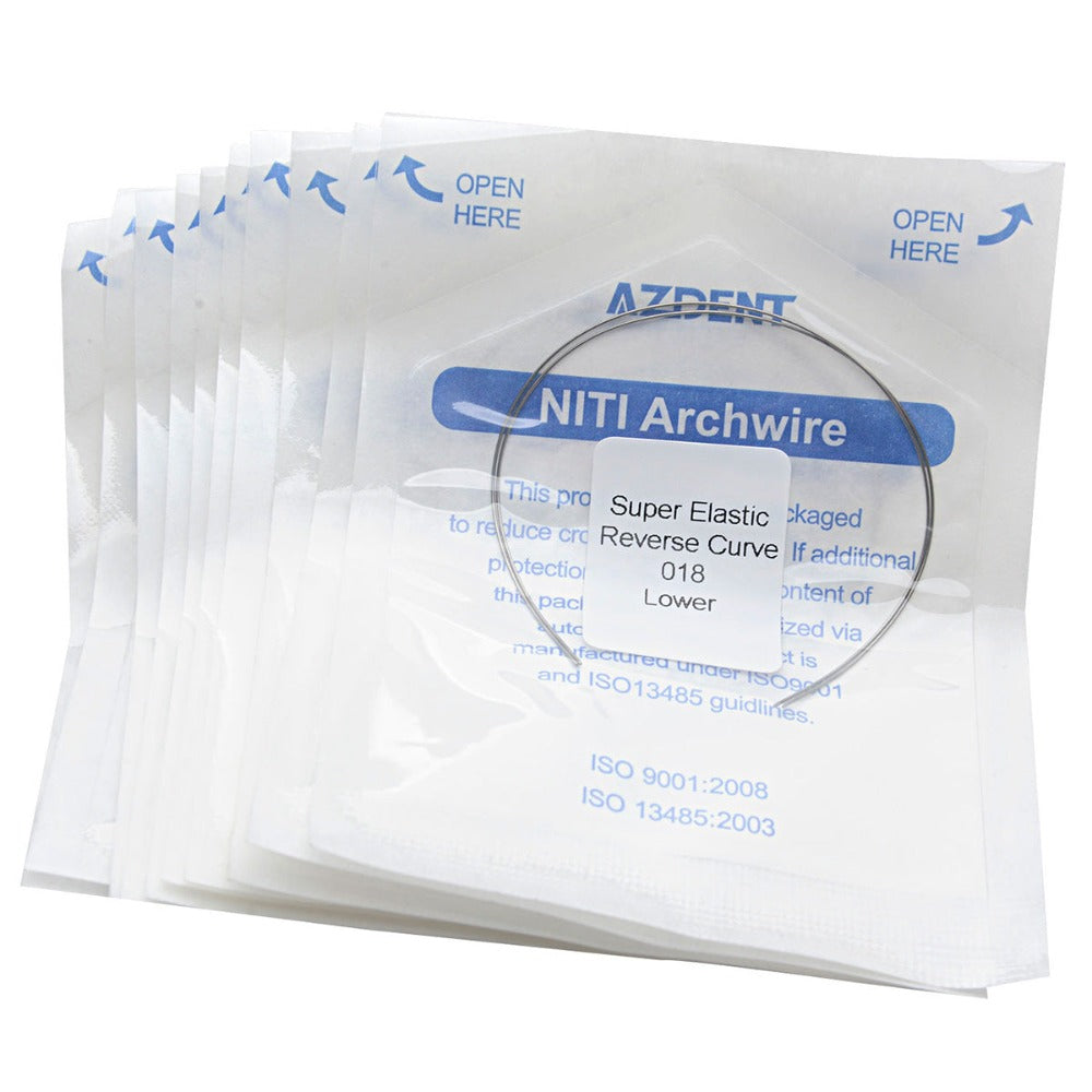 10 Packs AZDENT Archwire NiTi Reverse Curve Round 0.018 Lower 2pcs/Pack - azdentall.com