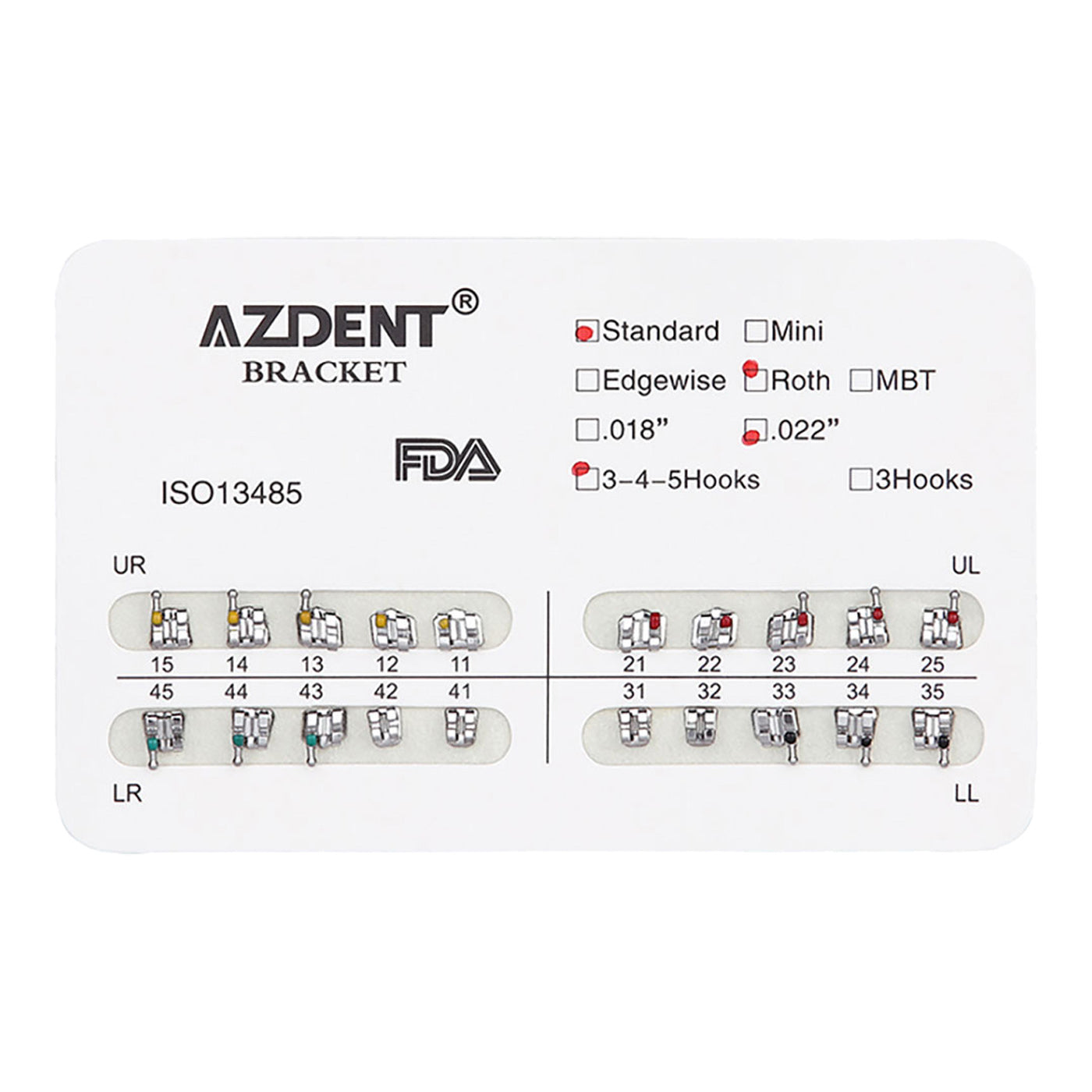 AZDENT Orthodontics Standard Metal Brackets Full Size. 20pcs/Pack - azdentall.com