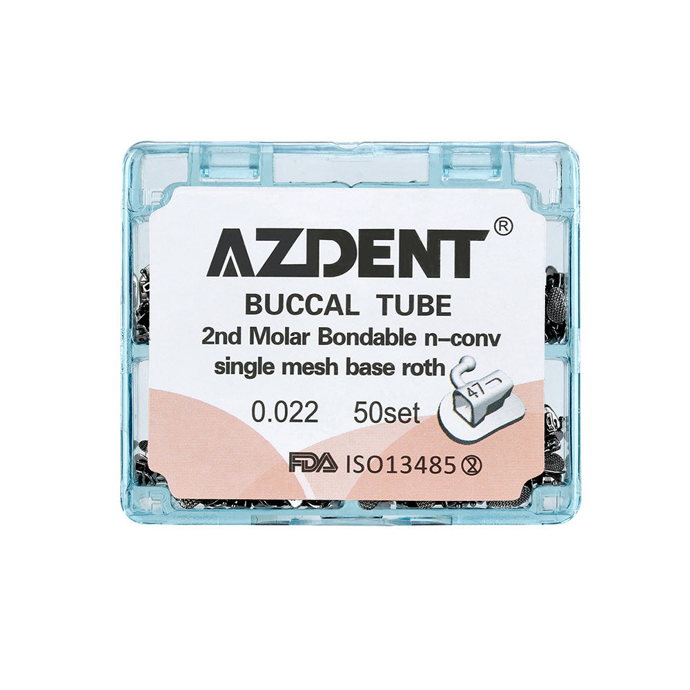 AZDENT Dental Orthodontic Buccal Tube 2nd Molar Bondable Split Non-Convertible Roth 0.022 50Sets/Box - azdentall.com