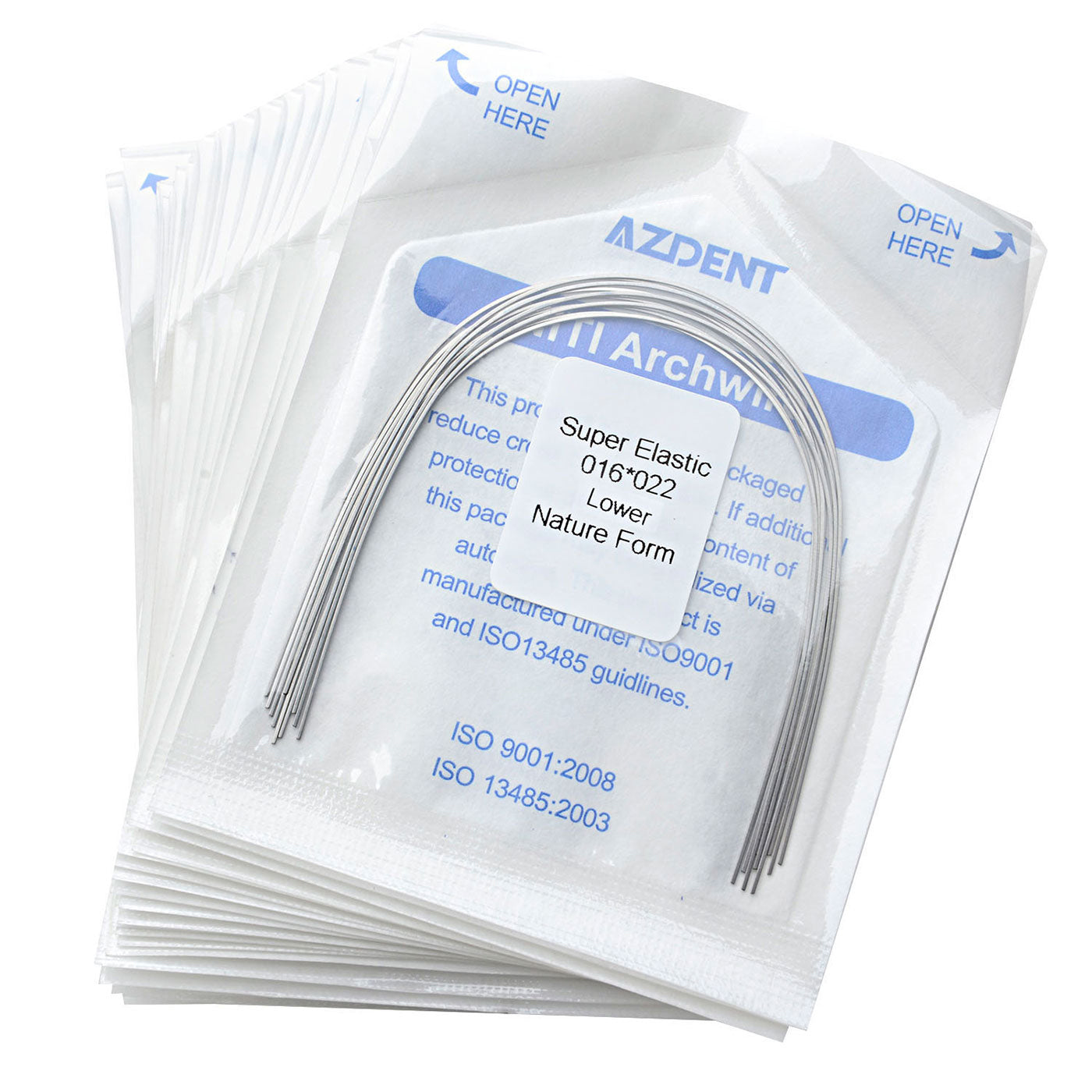 AZDENT Dental Orthodontic Archwires NiTi Super Elastic Natural Form Rectangular 0.016 x 0.022 Lower 10pcs/Pack - azdentall.com