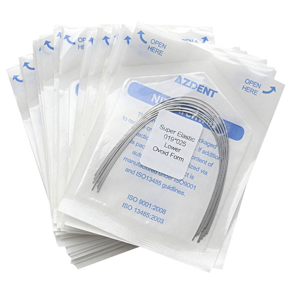 AZDENT Dental Orthodontic Archwires Niti Super Elastic Ovoid Rectangular Full Size 10pcs/Pack - azdentall.com