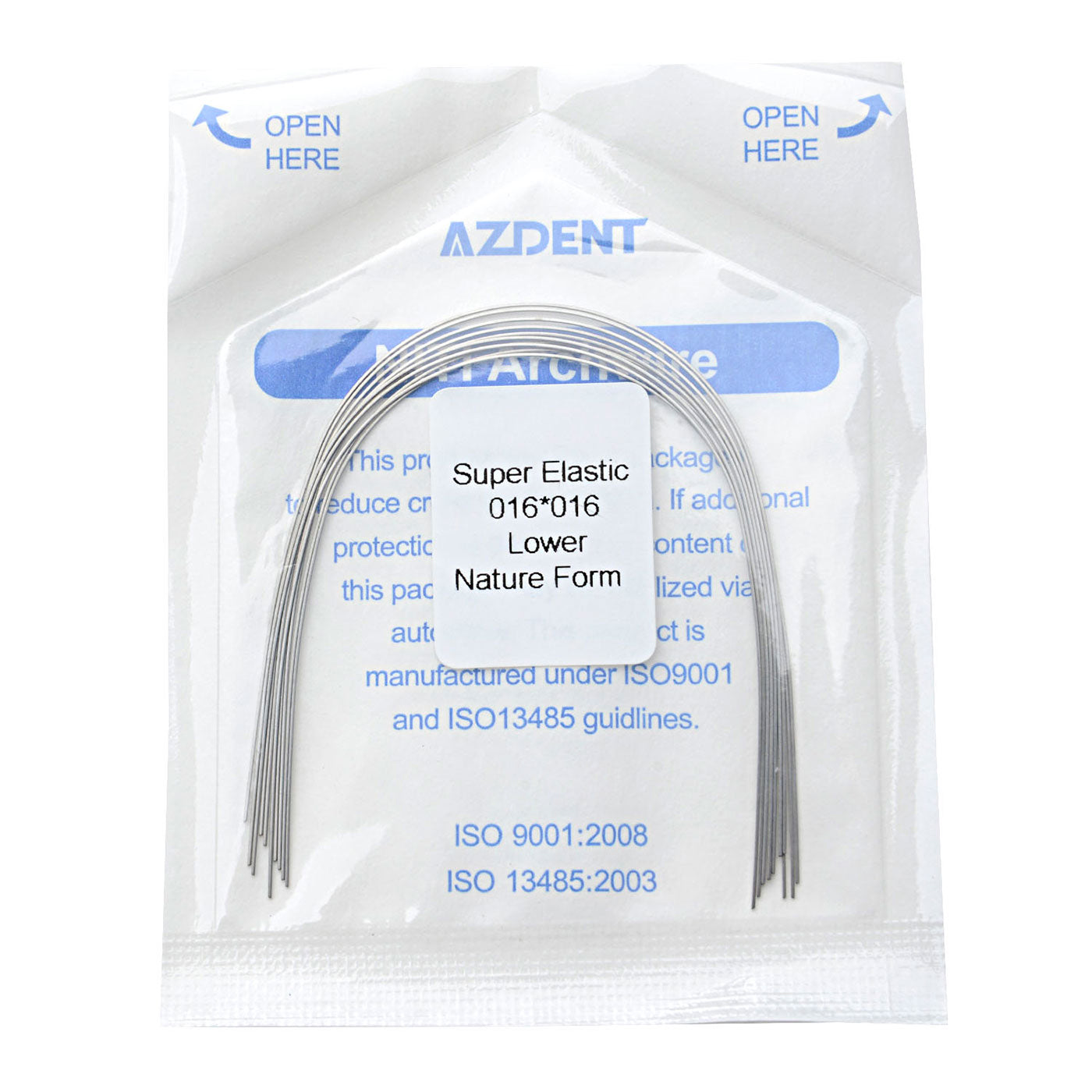 AZDENT Dental Orthodontic Archwires NiTi Super Elastic Natural Form Rectangular 0.016 x 0.016 Lower 10pcs/Pack - azdentall.com