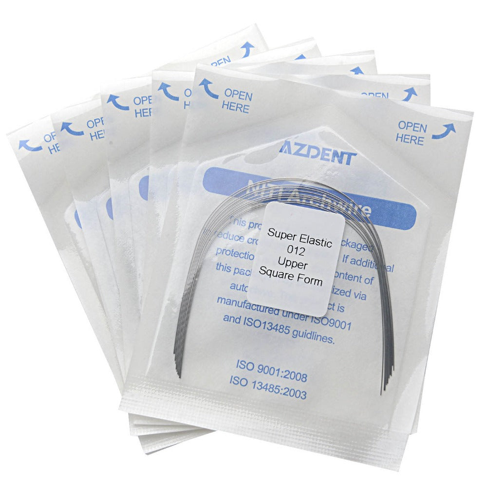 AZDENT Dental Orthodontic Archwires NiTi Super Elastic Square Form Round 0.012 Upper 10pcs/Pack - azdentall.com