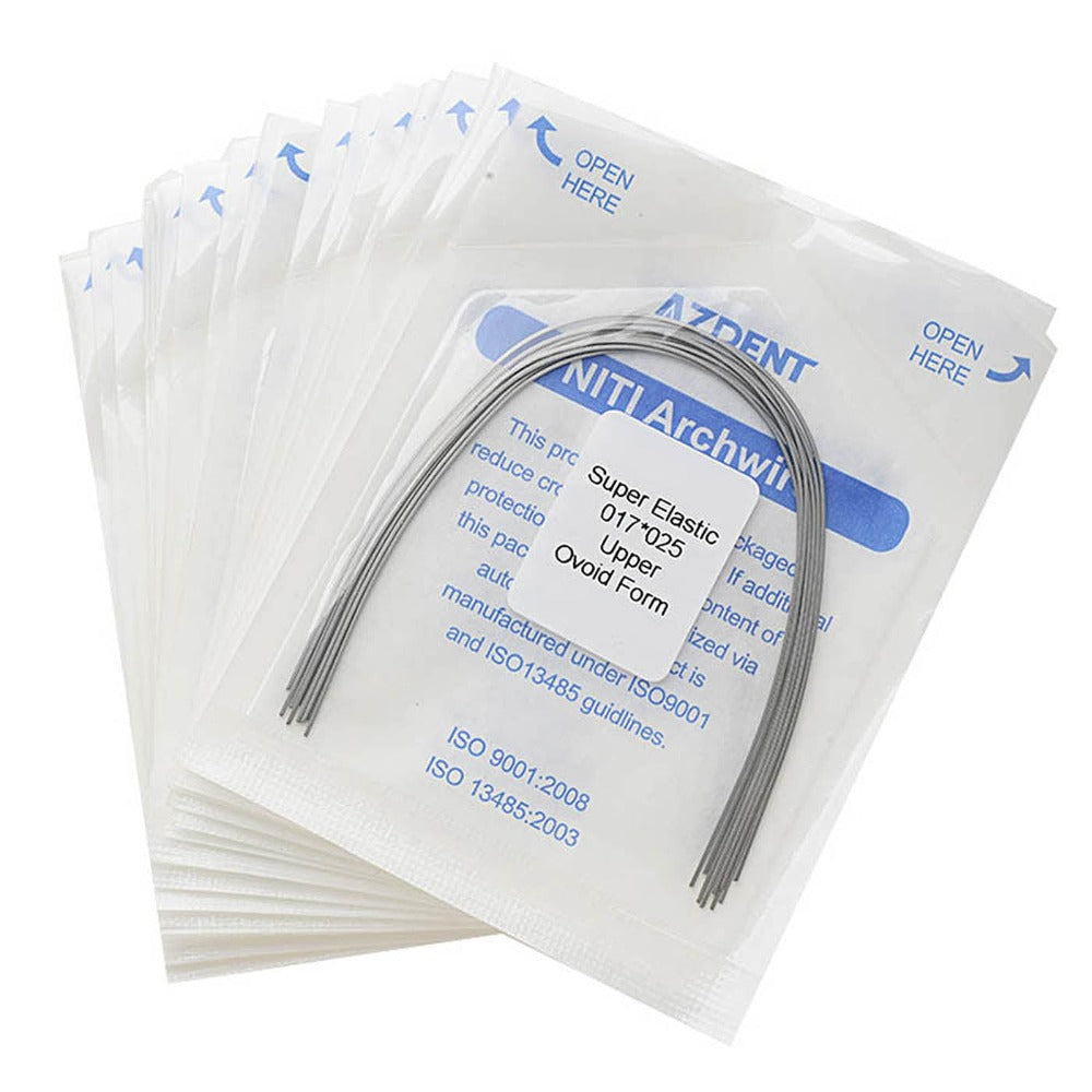 AZDENT Dental Orthodontic Archwires Niti Super Elastic Ovoid Rectangular Full Size 10pcs/Pack - azdentall.com