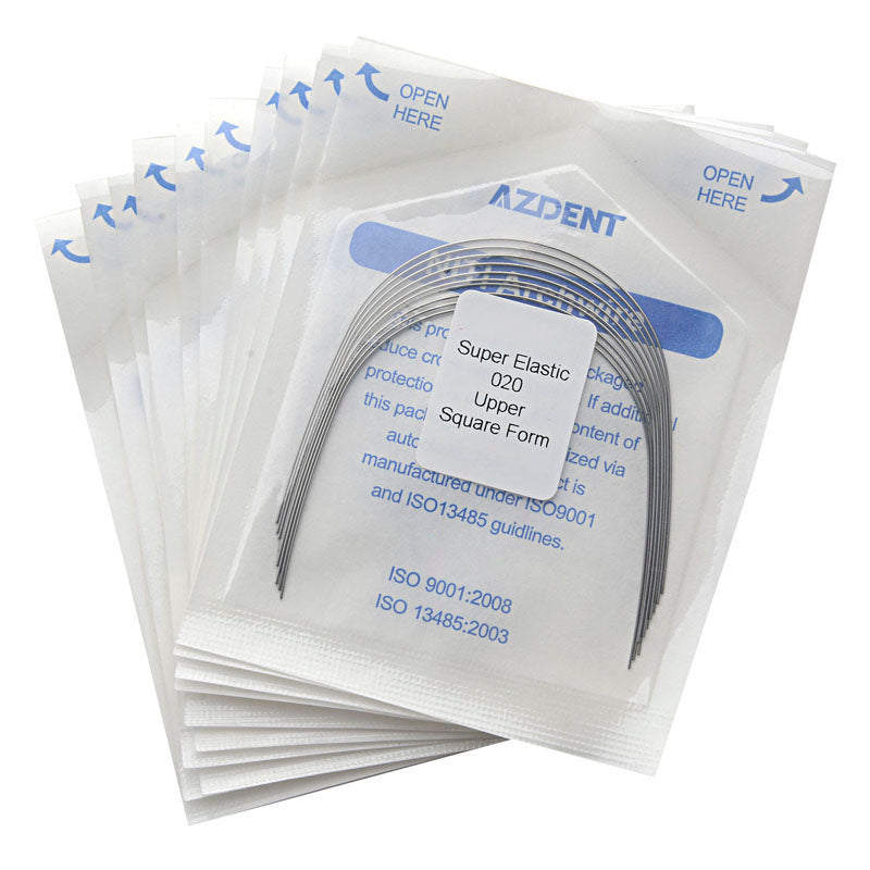 AZDENT Dental Orthodontic Archwire NiTi Super Elastic Square Form Round 0.020 Upper 10pcs/Pack - azdentall.com