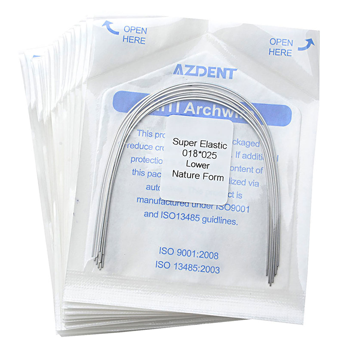AZDENT Dental Orthodontic Archwire NiTi Super Elastic Natural Form Rectangular 0.018 x 0.025 Lower 10pcs/Pack - azdentall.com