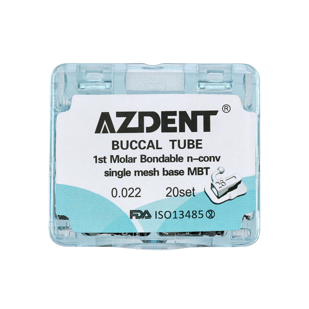 AZDENT Dental Orthodontic Buccal Tube 1st Molar Bondable Split Non-Convertible MBT 0.022 20Sets/Box - azdentall.com