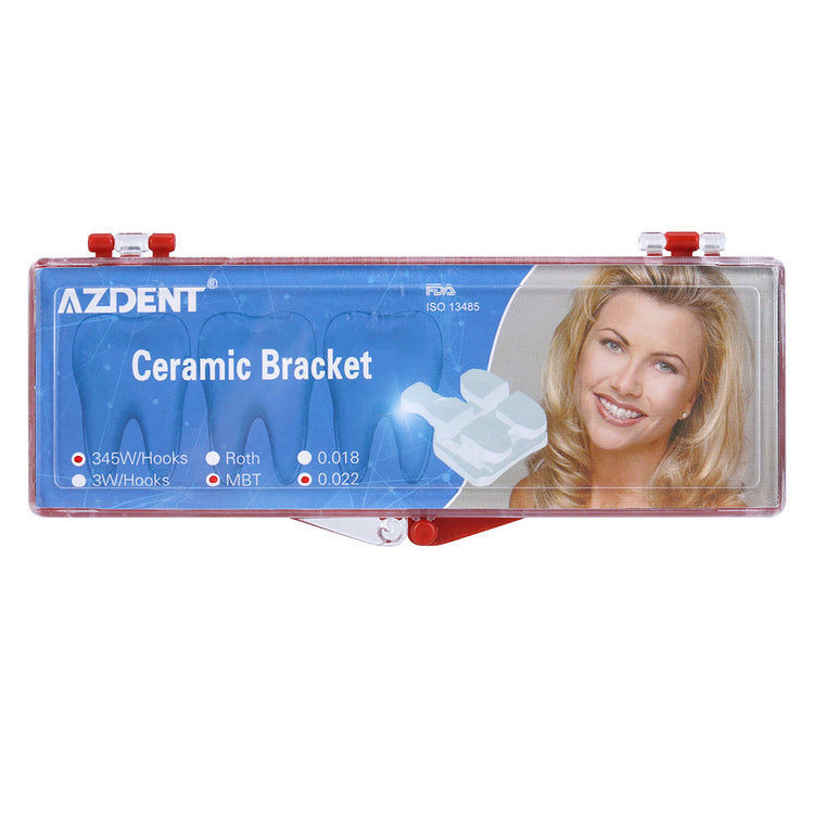 AZDENT Dental Orthodontic Ceramic Brackets Mesh Base MBT .022 with Hooks on 345, 20pcs/Box - azdentall.com