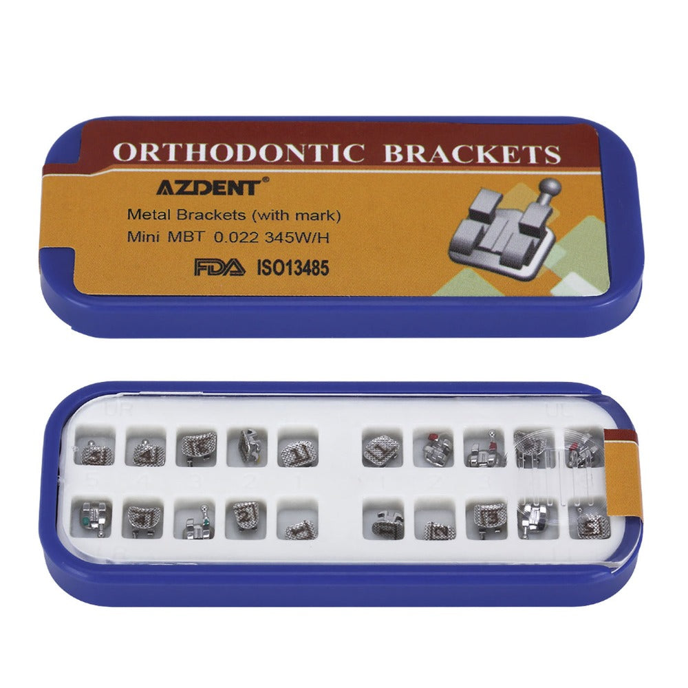 AZDENT Dental Metal Brackets Mini Roth/MBT .022 Hooks on 345 Laser Mark 20pcs/Box - azdentall.com