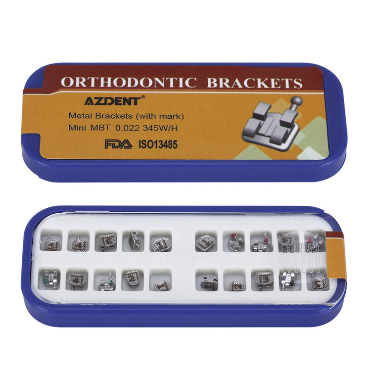 AZDENT Dental Metal Brackets Mini MBT .022 Hooks on 345 Laser Mark 20pcs/Box