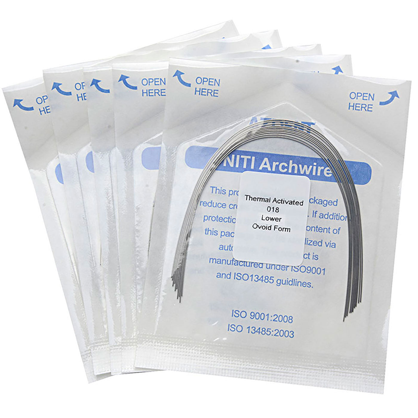 AZDENT Thermal Active NiTi Arch Wire Ovoid Form Round 0.018 Lower 10pc