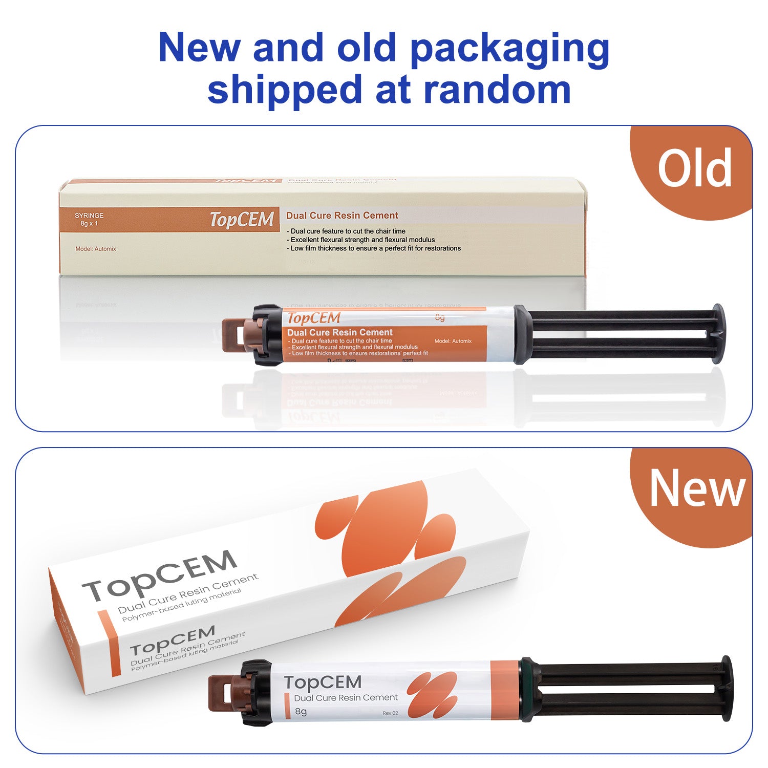 TopCEM Dual Cure Resin Cement Light Cure Self Cure 8gm Automix Syringe