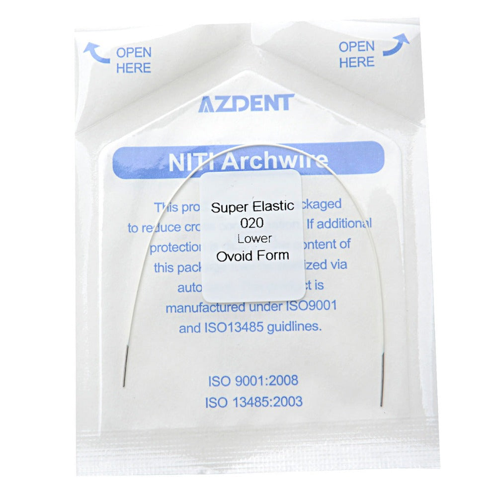AZDENT Archwire NiTi Super Elastic Colored Coated Ovoid Round 0.020 Lower 1pcs/Pack - azdentall.com