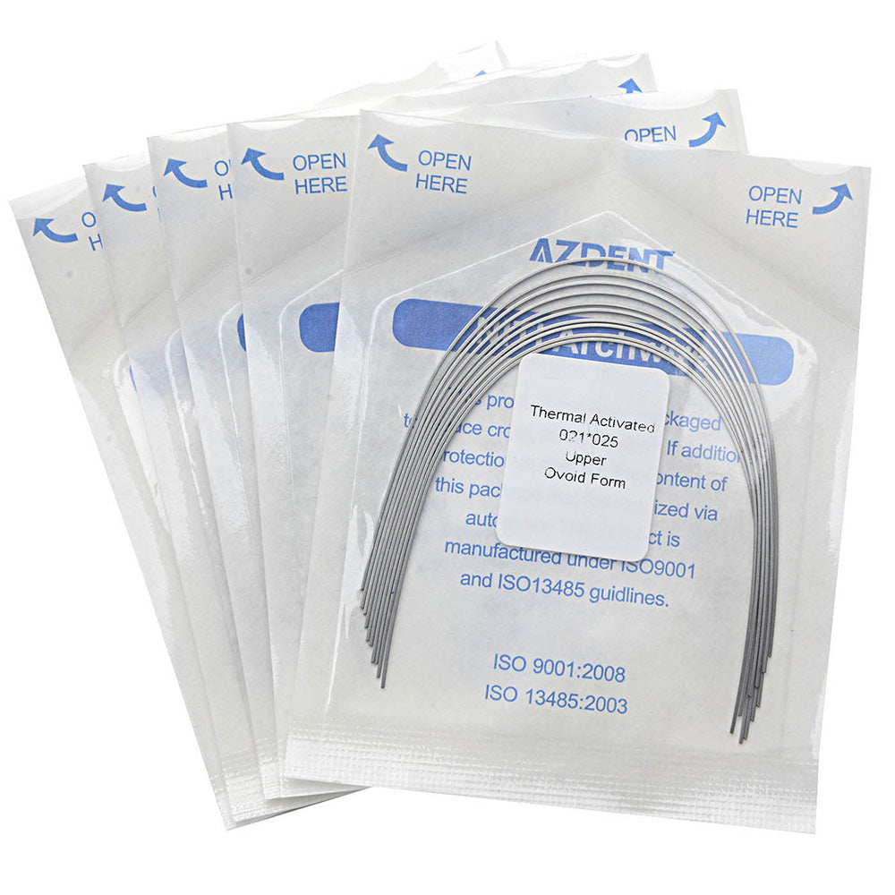 AZDENT Thermal Active NiTi Archwire Ovoid Form Rectangular 0.021 x 0.025 Upper 10pcs/Pack - azdentall.com