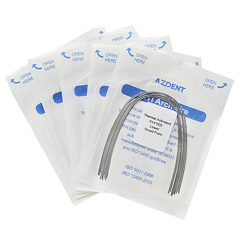 5 Bags AZDENT Thermal Active NiTi Archwire Ovoid Form Rectangular 0.014 x 0.025 Lower 10pcs/Pack - azdentall.com