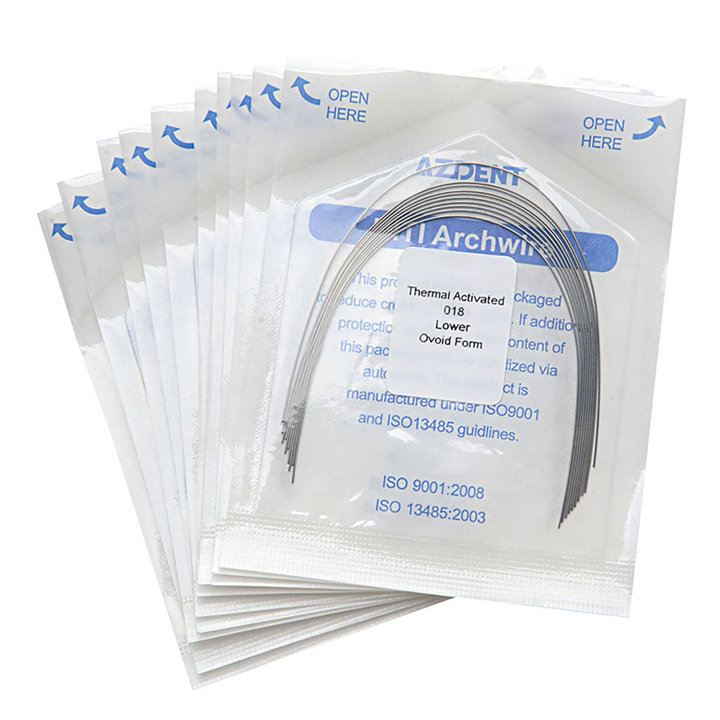 AZDENT Thermal Active NiTi Arch Wire Ovoid Form Round 0.018 Lower 10pcs/Pack - azdentall.com