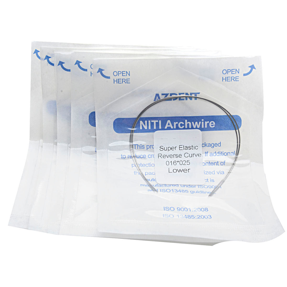 AZDENT Archwire Niti Reverse Curve Rectangular 0.016 x 0.025 Lower 2pcs/Pack-azdentall.com