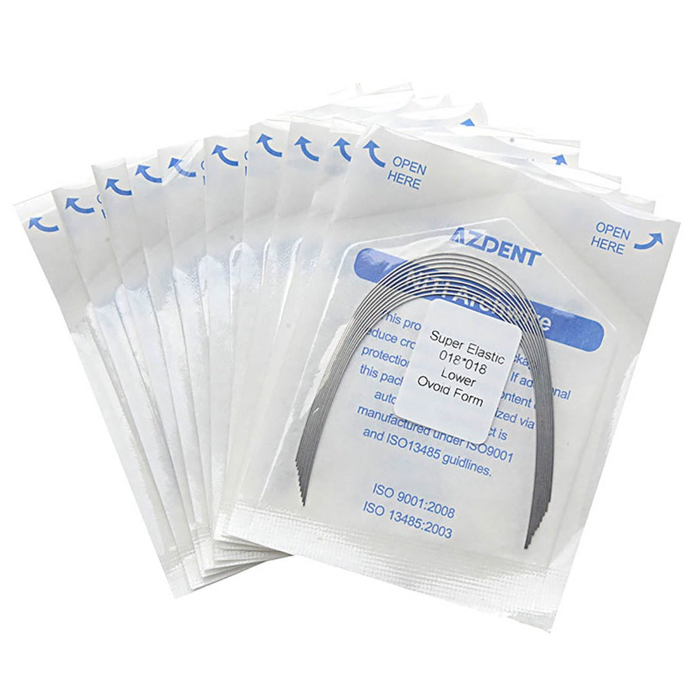 AZDENT Dental Orthodontic Archwires Niti Super Elastic Ovoid Rectangular Full Size 10pcs/Pack - azdentall.com