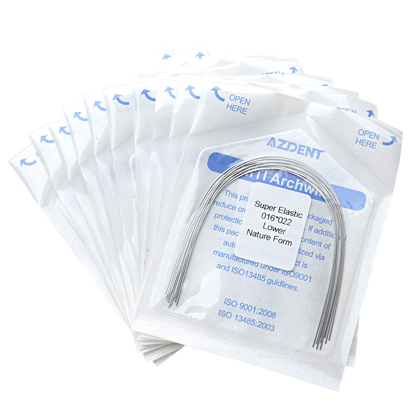 AZDENT Dental Orthodontic Archwires Niti Super Elastic Natural Rectangular Full Size 10pcs/Pack - azdentall.com