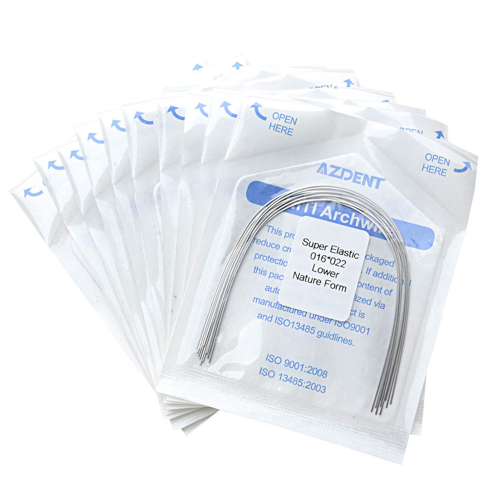 AZDENT Dental Orthodontic Archwires Niti Super Elastic Natural Rectangular Full Size 10pcs/Pack - azdentall.com