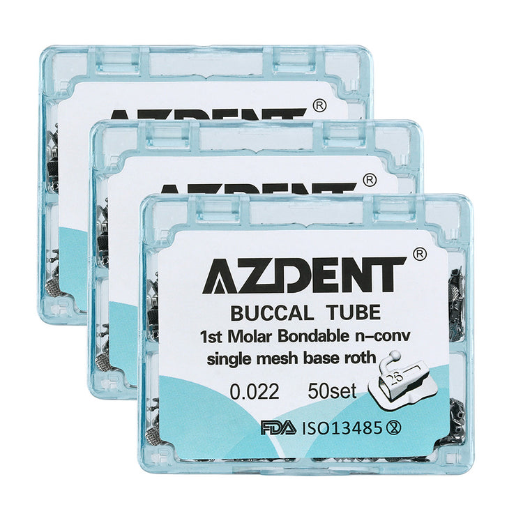 AZDENT Buccal Tube 1st Molar Bondable Split Non-Convertible Roth 0.022 (UR UL LL LR) - azdentall.com