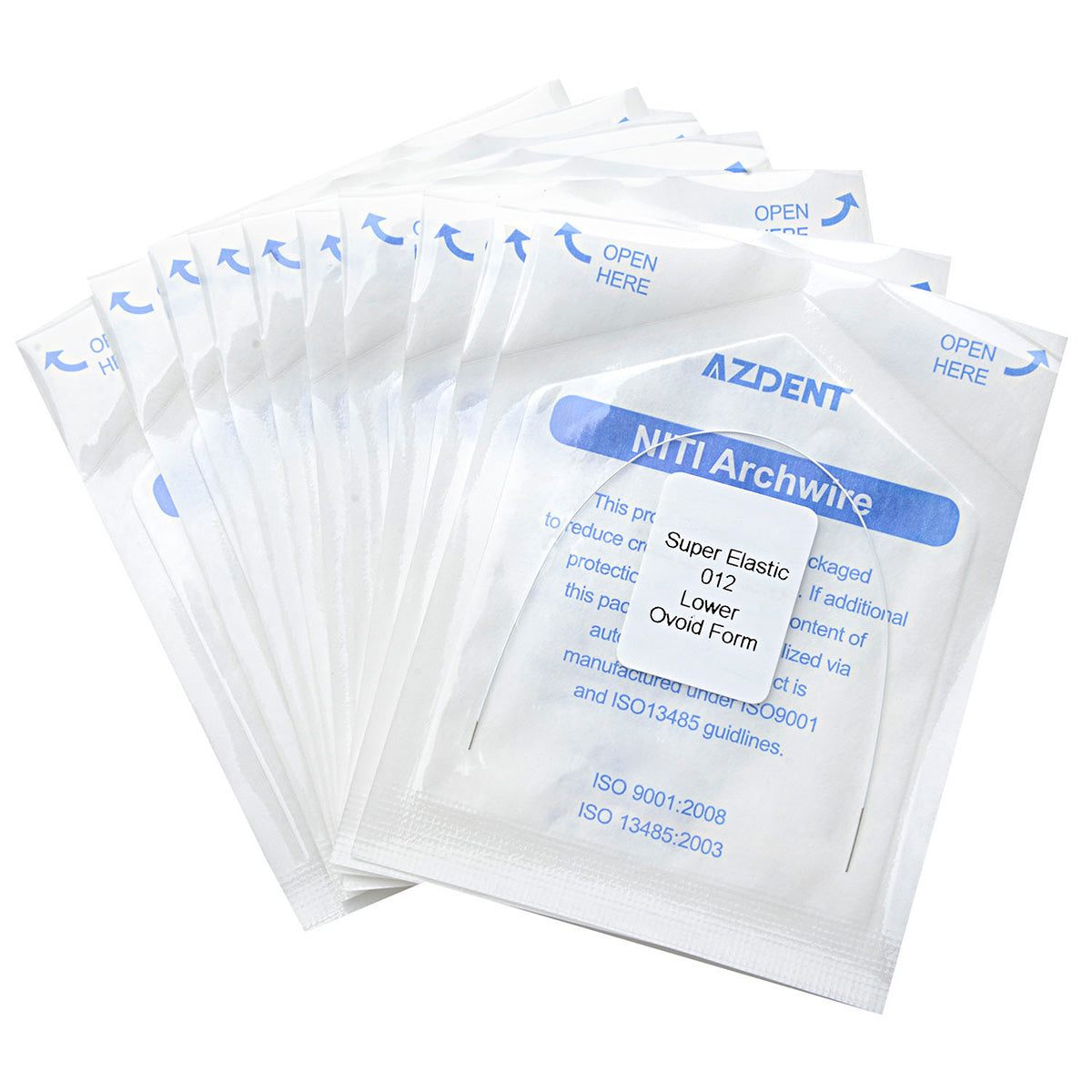 10 Packs AZDENT Archwire NiTi Super Elastic Colored Coated Ovoid Round 0.012 Lower 1pcs/Pack - azdentall.com