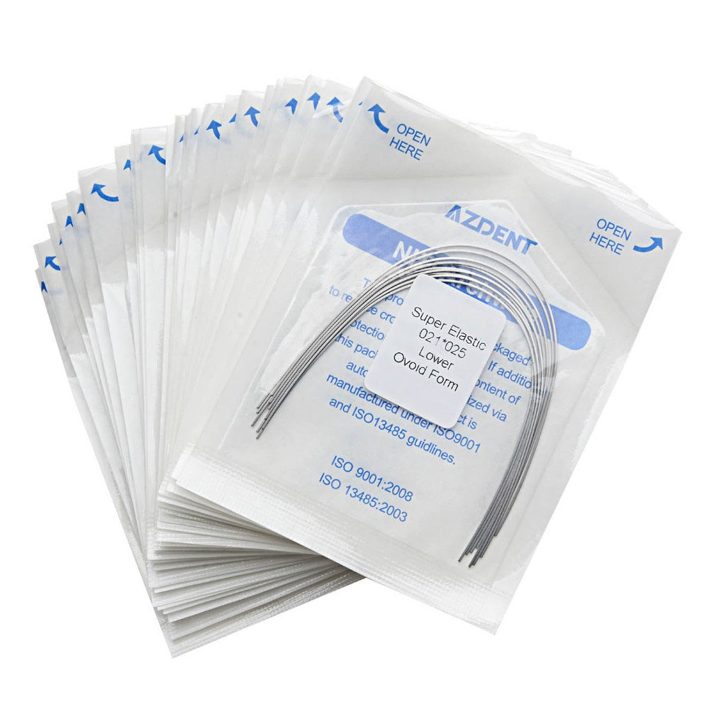 AZDENT Dental Orthodontic Archwires Niti Super Elastic Ovoid Rectangular 0.021 x 0.025 Lower 10pcs/Pack - azdentall.com