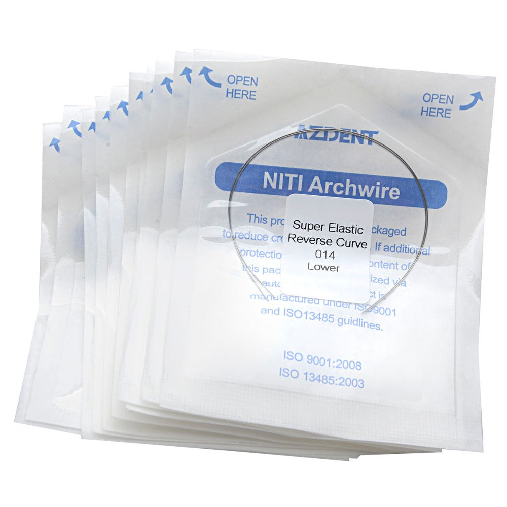 10 Packs AZDENT Archwire NiTi Reverse Curve Round 0.014 Lower 2pcs/Pack - azdentall.com