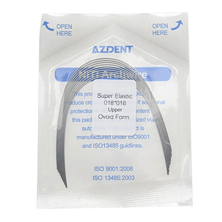 AZDENT Dental Orthodontic Archwires Niti Super Elastic Ovoid Rectangular 0.018 x 0.018 Upper 10pcs/Pack - azdentall.com