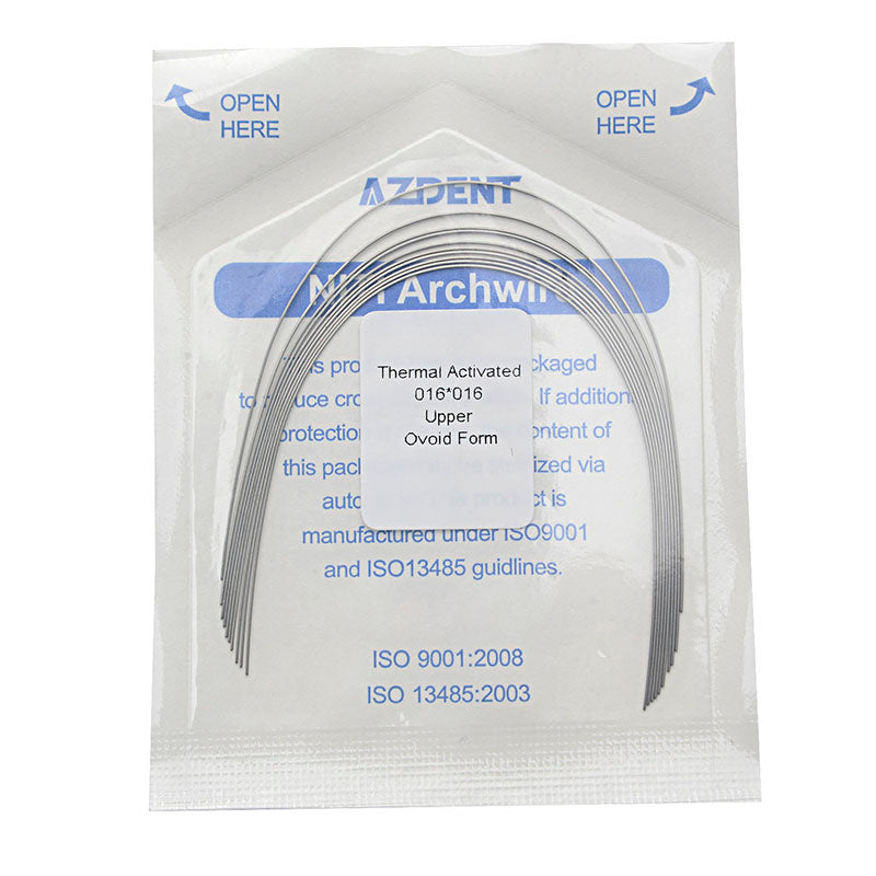 AZDENT Thermal Active NiTi Archwire Ovoid Form Rectangular 0.016 x 0.016 Upper 10pcs/Pack - azdentall.com