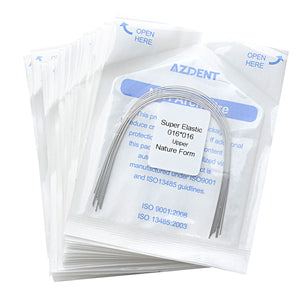 AZDENT Dental Orthodontic Archwires NiTi Super Elastic Natural Form Rectangular 0.016 x 0.016 Upper 10pcs/Pack - azdentall.com