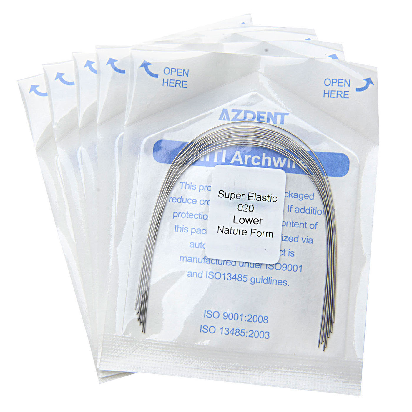 AZDENT Dental Orthodontic Archwire NiTi Super Elastic Natural Form Round 0.020 Lower, 10pcs/Pack - azdentall.com