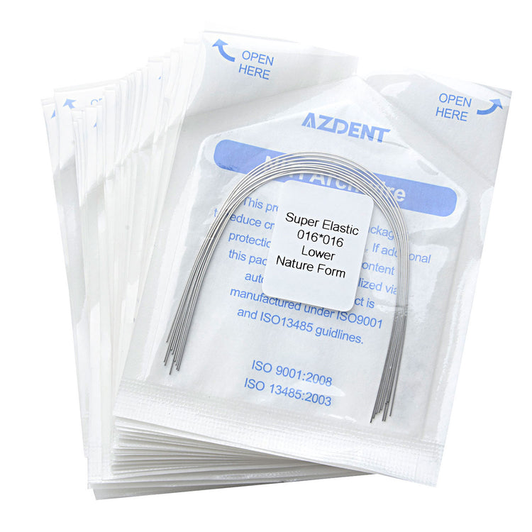 AZDENT Dental Orthodontic Archwires NiTi Super Elastic Natural Form Rectangular 0.016 x 0.016 Lower 10pcs/Pack - azdentall.com