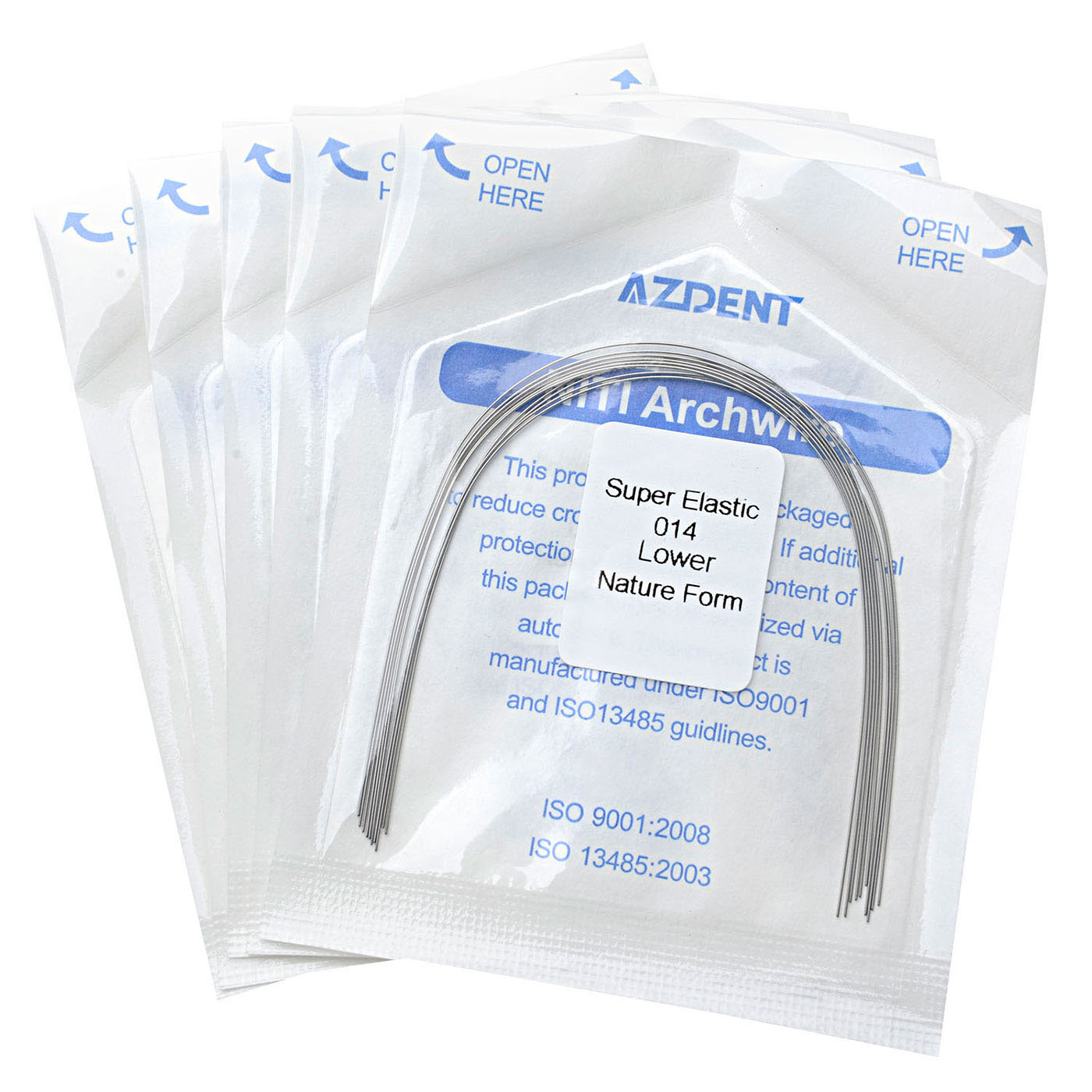 AZDENT Dental Orthodontic Archwire NiTi Super Elastic Natural Form Round 0.014 Lower 10pcs/Pack - azdentall.com