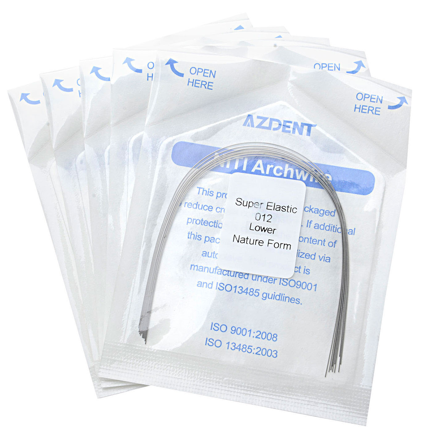 AZDENT Dental Orthodontic Archwire NiTi Super Elastic Natural Form Round 0.012 Lower 10pcs/Pack - azdentall.com