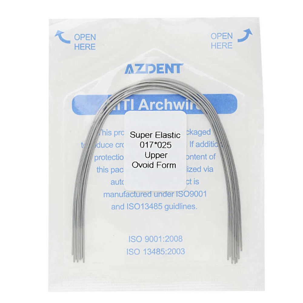 AZDENT Dental Orthodontic Archwires Niti Super Elastic Ovoid Rectangular Full Size 10pcs/Pack - azdentall.com