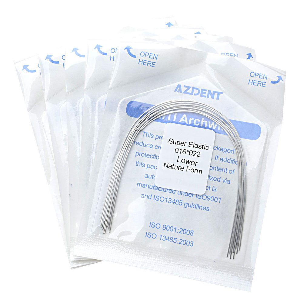 AZDENT Dental Orthodontic Archwires Niti Super Elastic Natural Rectangular Full Size 10pcs/Pack - azdentall.com