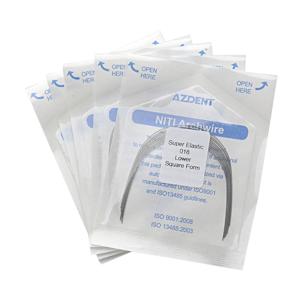 AZDENT Dental Orthodontic Arch Wire NiTi Super Elastic Square Form Round 0.018 Lower 10pcs/Pack - azdentall.com