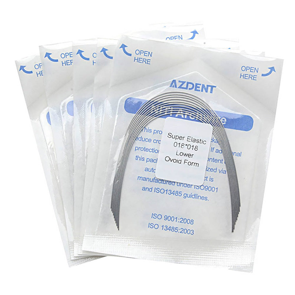 AZDENT Dental Orthodontic Archwires Niti Super Elastic Ovoid Rectangular Full Size 10pcs/Pack - azdentall.com