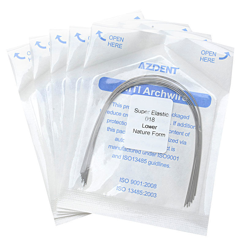 AZDENT Dental Orthodontic Archwire NiTi Super Elastic Natural Form Round 0.018 Lower 10pcs/Pack - azdentall.com