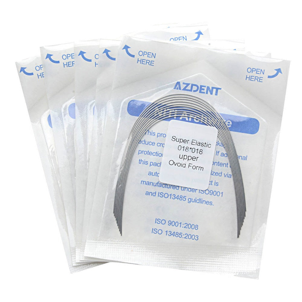 AZDENT Dental Orthodontic Archwires Niti Super Elastic Ovoid Rectangular 0.018 x 0.018 Upper 10pcs/Pack - azdentall.com