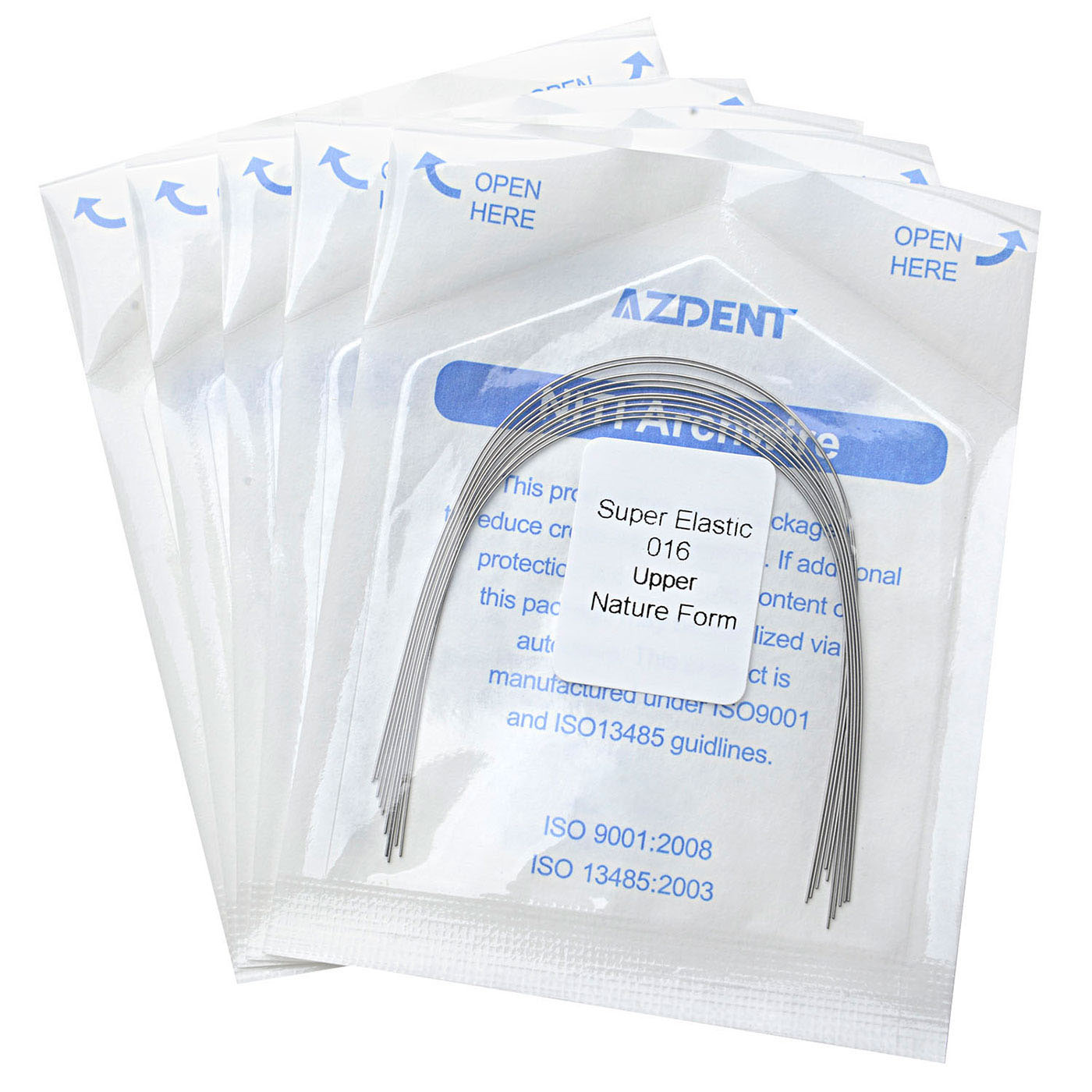 AZDENT Dental Orthodontic Archwire NiTi Super Elastic Natural Form Round 0.016 Upper, 10pcs/Pack - azdentall.com