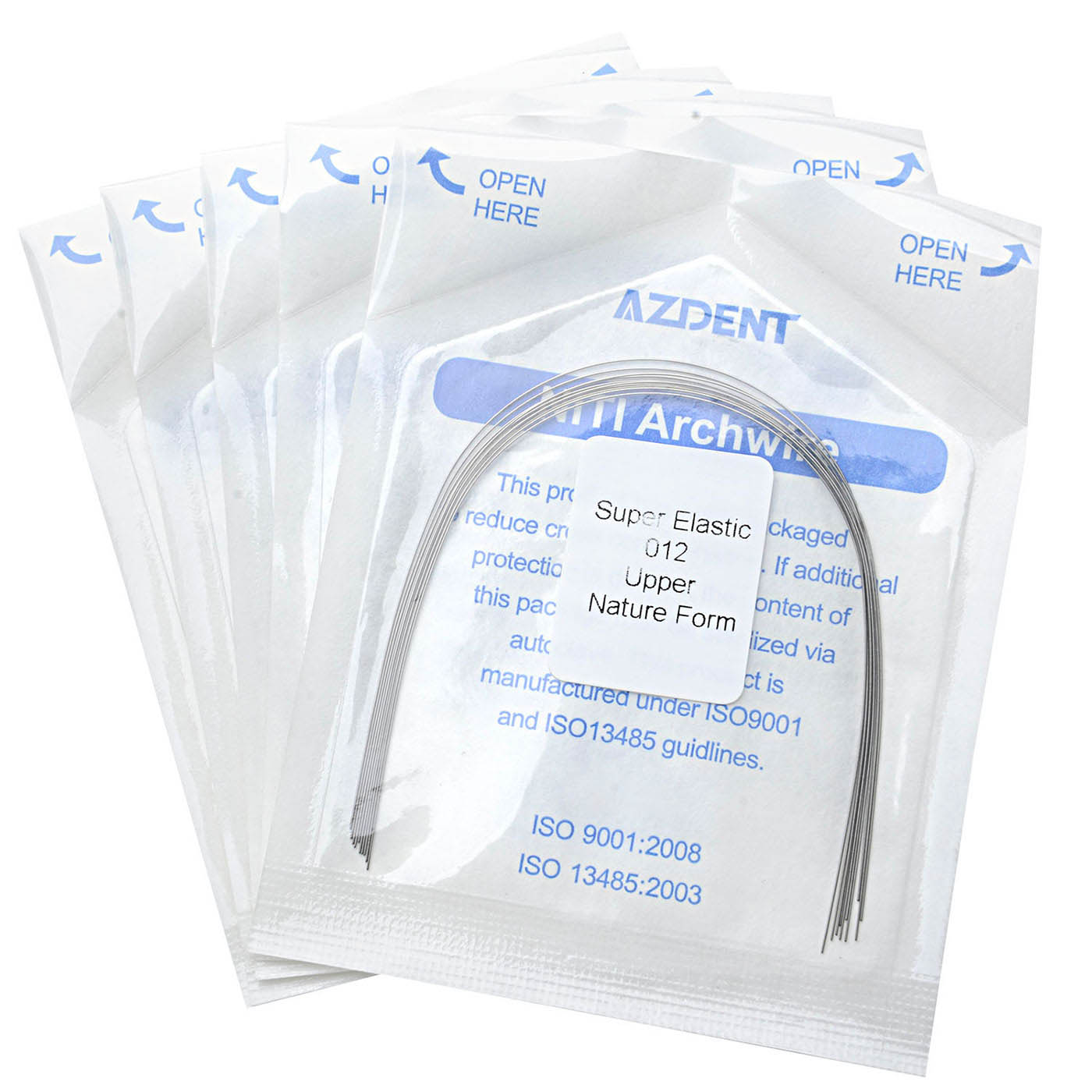 AZDENT Dental Orthodontic Archwires NiTi Super Elastic Natural Round 0.012 Upper 10pcs/Pack - azdentall.com