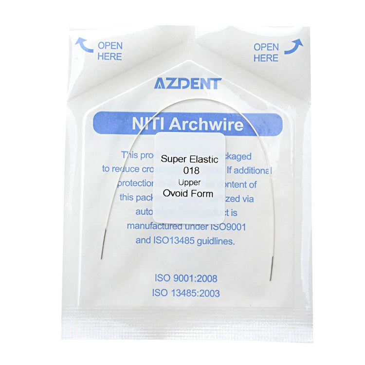 AZDENT Archwire NiTi Super Elastic Colored Coated Ovoid Round 0.018 Upper 1pcs/Pack - azdentall.com