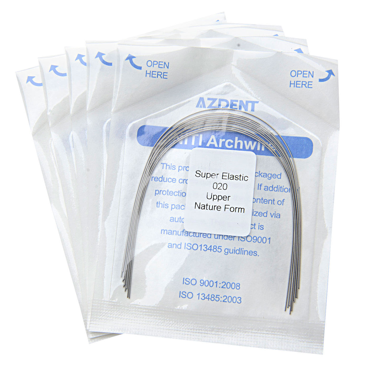 AZDENT Dental Orthodontic Archwires NiTi Super Elastic Natural Form Round 0.020 Upper, 10pcs/Pack - azdentall.com