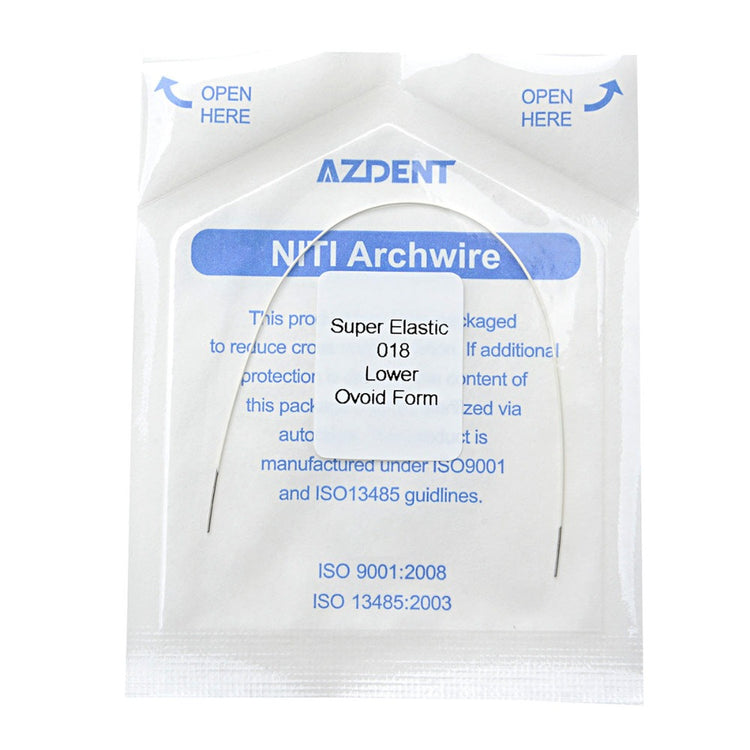 AZDENT Archwire NiTi Super Elastic Colored Coated Ovoid Round 0.018 Lower 1pcs/Pack - azdentall.com