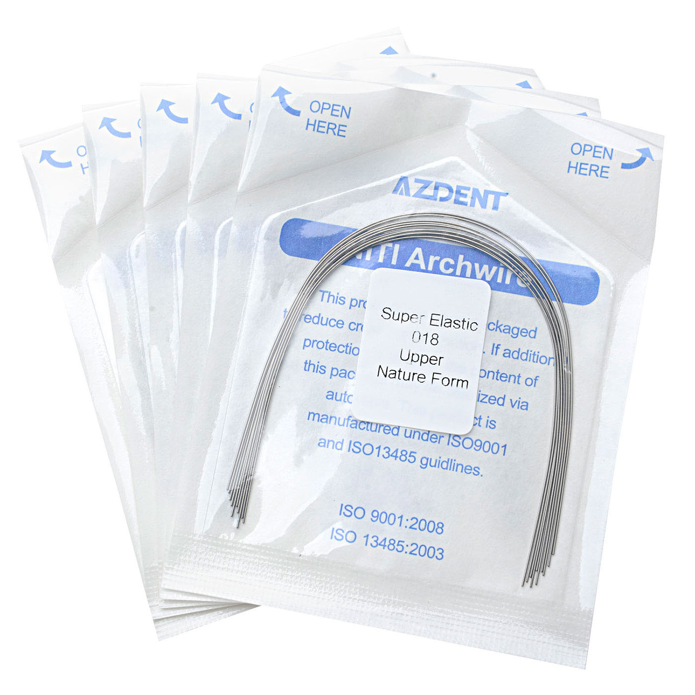 AZDENT Dental Orthodontic Archwire NiTi Super Elastic Natural Form Round 0.018 Upper, 10pcs/Pack - azdentall.com