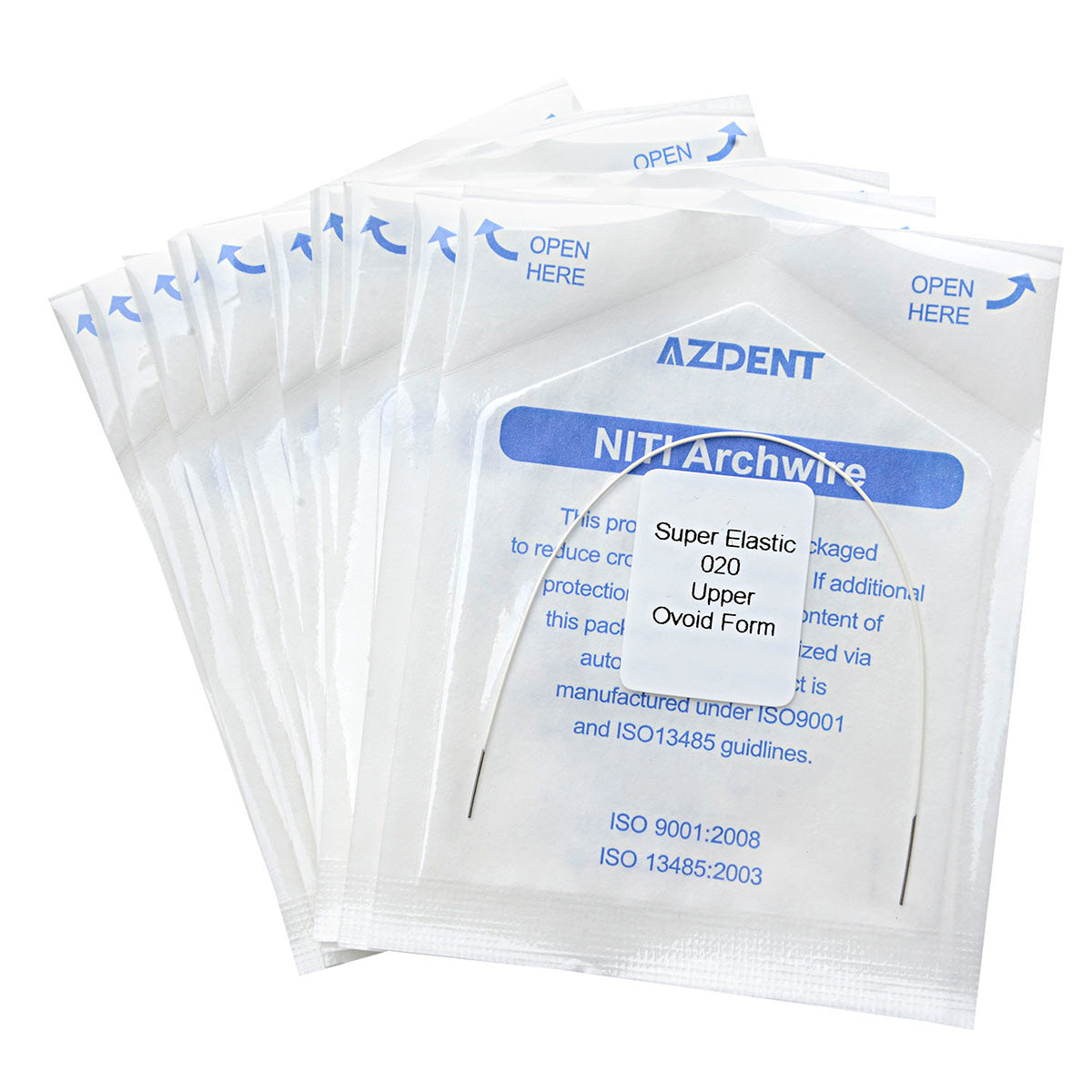 10 Packs AZDENT Archwire NiTi Super Elastic Colored Coated Ovoid Round 0.020 Upper 1pcs/Pack - azdentall.com