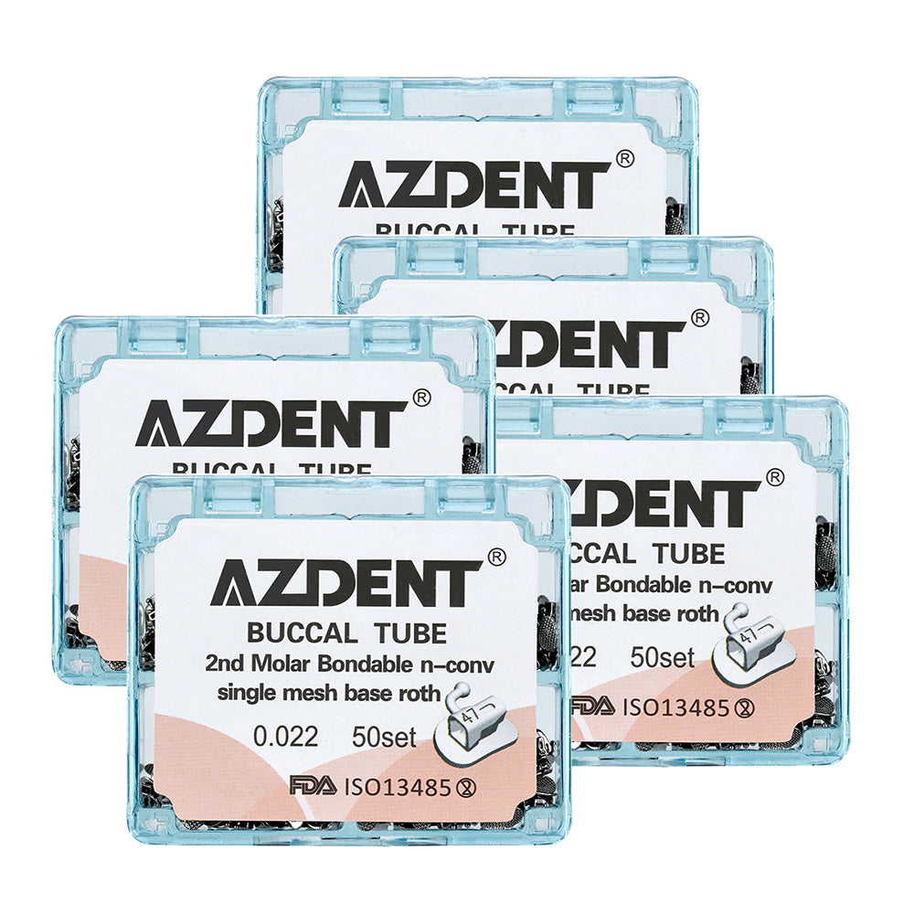 AZDENT Dental Orthodontic Buccal Tube 2nd Molar Bondable Split Non-Convertible Roth 0.022 50Sets/Box - azdentall.com